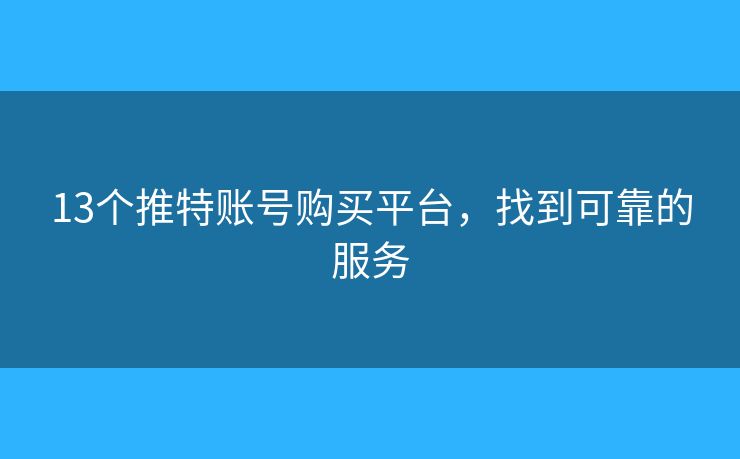 13个推特账号购买平台，找到可靠的服务