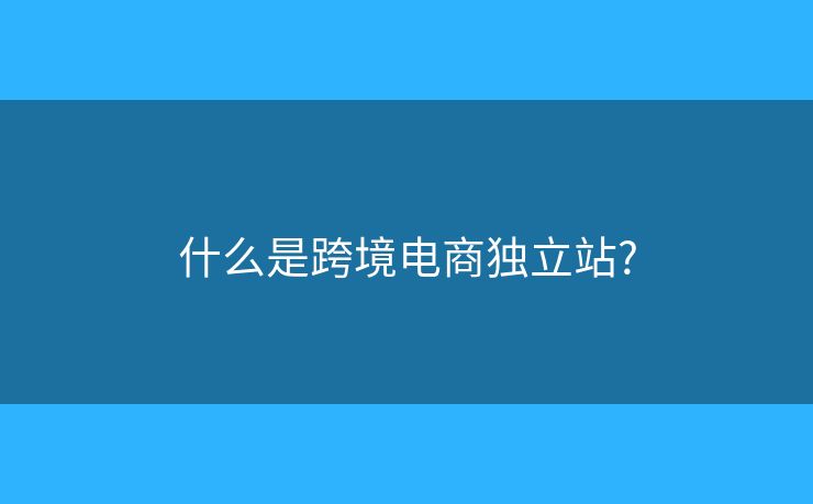 什么是跨境电商独立站? 什么是跨境电商独立站?