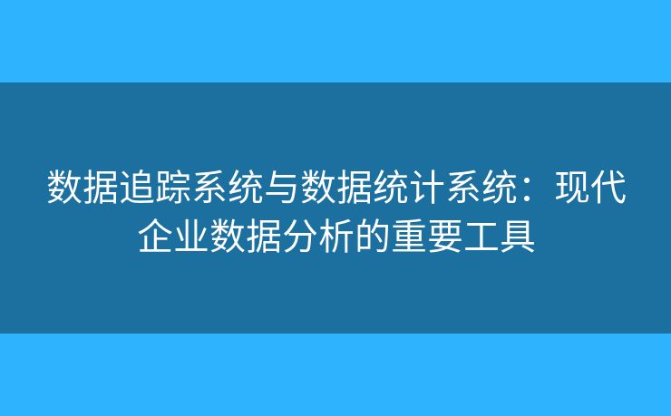 数据追踪系统与数据统计系统:现代企业数据分析的重要工具 数据追踪系统与数据统计系统:现代企业数据分析的重要工具