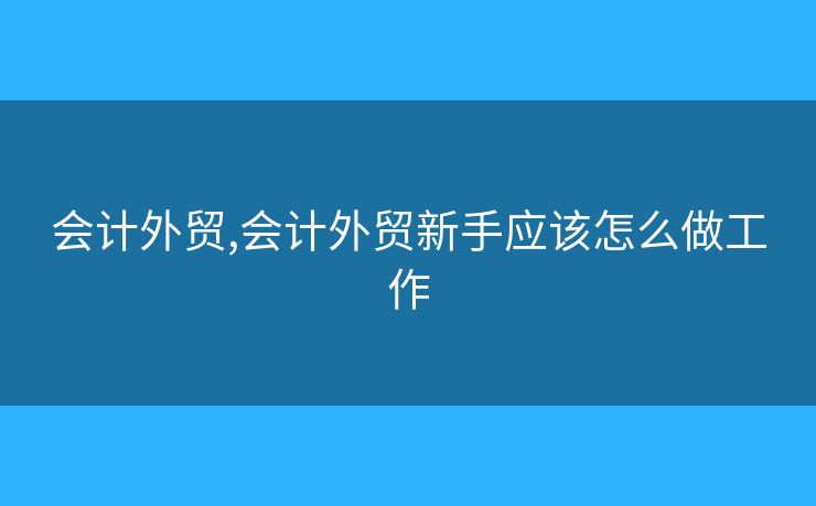 会计外贸,会计外贸新手应该怎么做工作