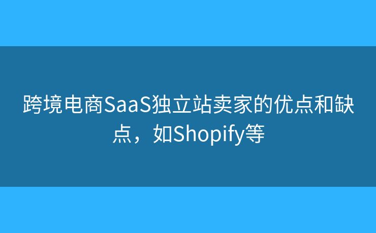 跨境电商SaaS独立站卖家的优点和缺点，如Shopify等