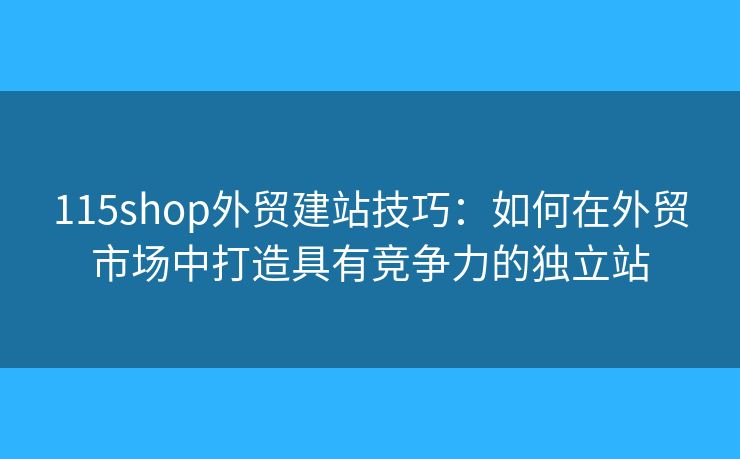 115shop外贸建站技巧：如何在外贸市场中打造具有竞争力的独立站