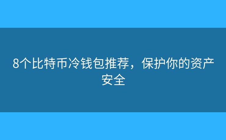 8个比特币冷钱包推荐，保护你的资产安全