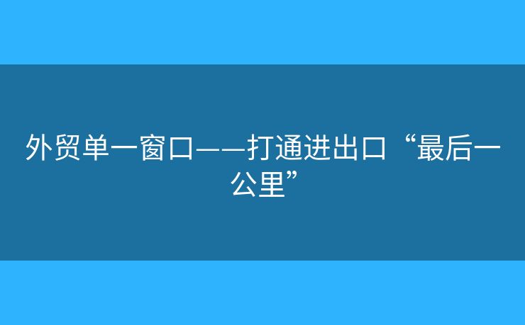 外贸单一窗口——打通进出口“最后一公里” 外贸单一窗口——打通进出口“最后一公里”
