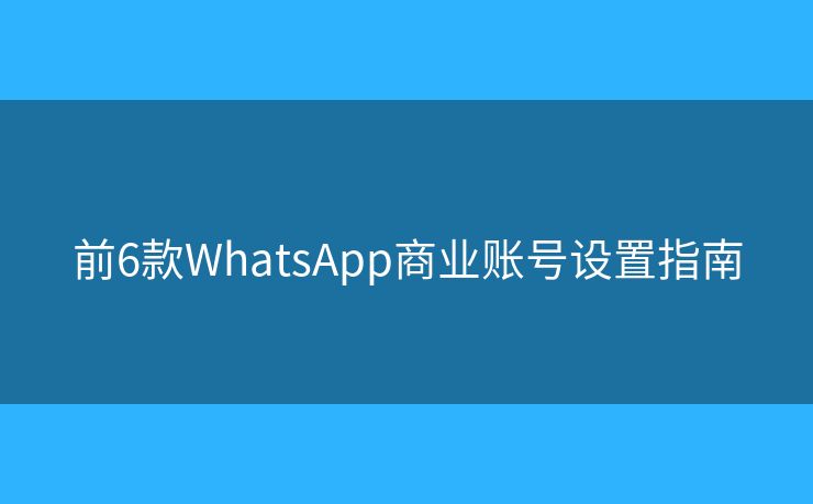 前6款WhatsApp商业账号设置指南
