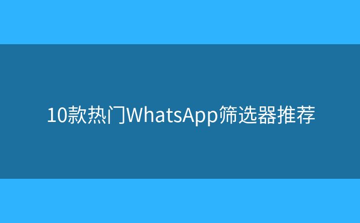 10款热门WhatsApp筛选器推荐