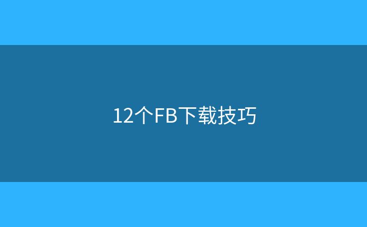 12个FB下载技巧