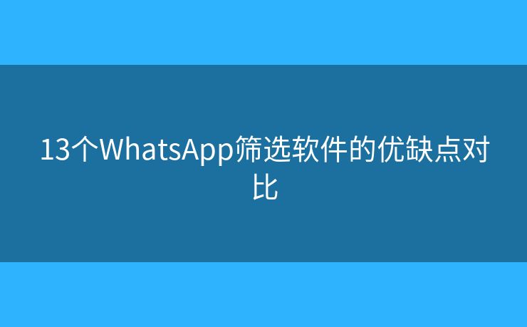 13个WhatsApp筛选软件的优缺点对比