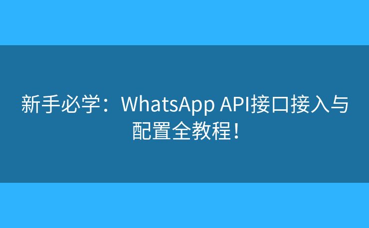 新手必学：WhatsApp API接口接入与配置全教程！