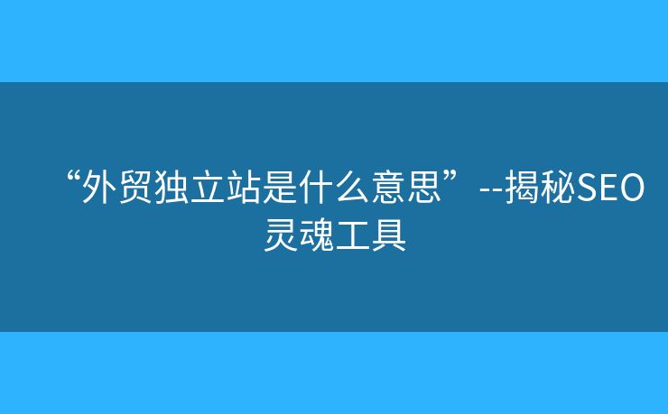 “外贸独立站是什么意思”--揭秘SEO灵魂工具