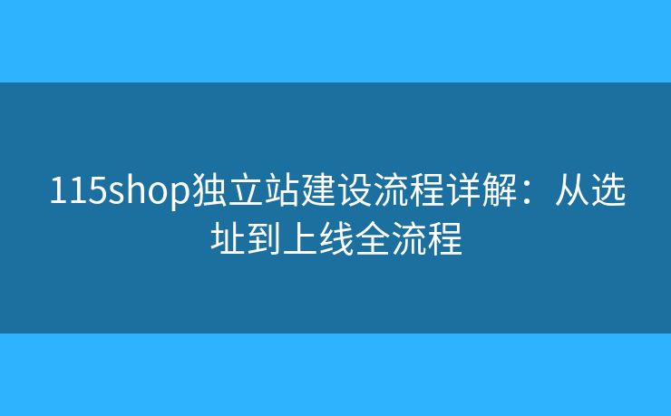 115shop独立站建设流程详解：从选址到上线全流程