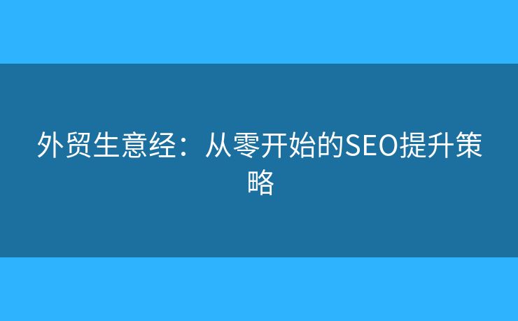 外贸生意经：从零开始的SEO提升策略