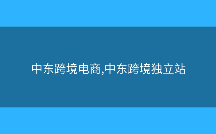 中东跨境电商,中东跨境独立站