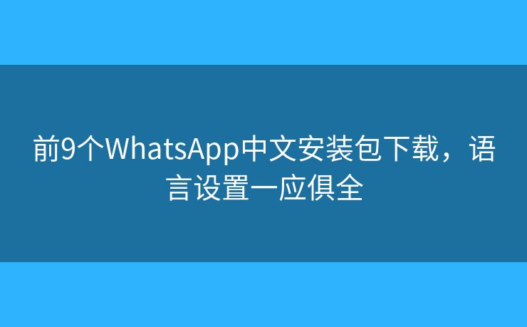 前9个WhatsApp中文安装包下载，语言设置一应俱全