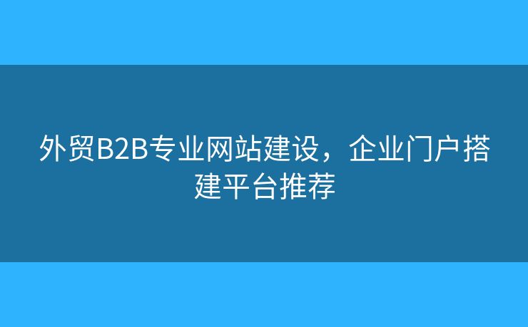 外贸B2B专业网站建设，企业门户搭建平台推荐