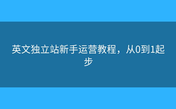 英文独立站新手运营教程，从0到1起步