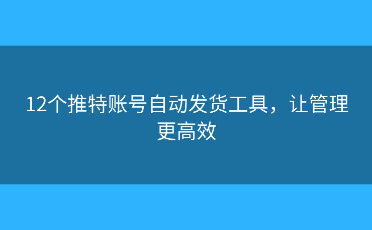 12个推特账号自动发货工具，让管理更高效