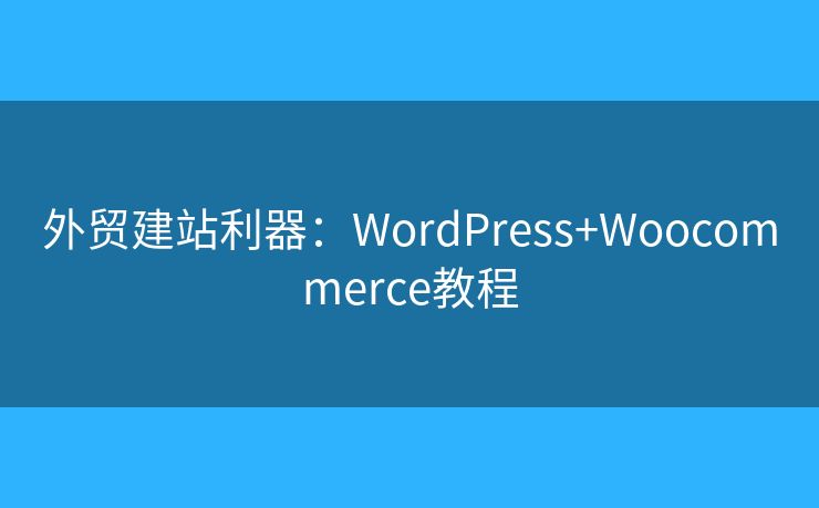 外贸建站利器：WordPress+Woocommerce教程