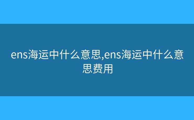 ens海运中什么意思,ens海运中什么意思费用