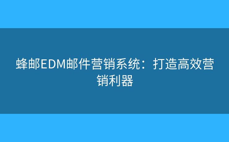 蜂邮EDM邮件营销系统：打造高效营销利器