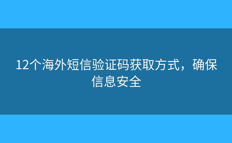 12个海外短信验证码获取方式，确保信息安全