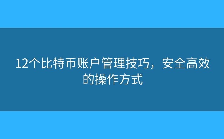 12个比特币账户管理技巧，安全高效的操作方式