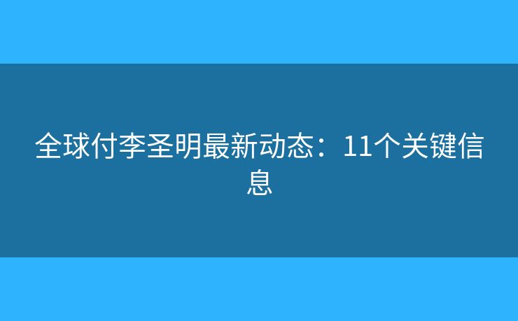 全球付李圣明最新动态：11个关键信息