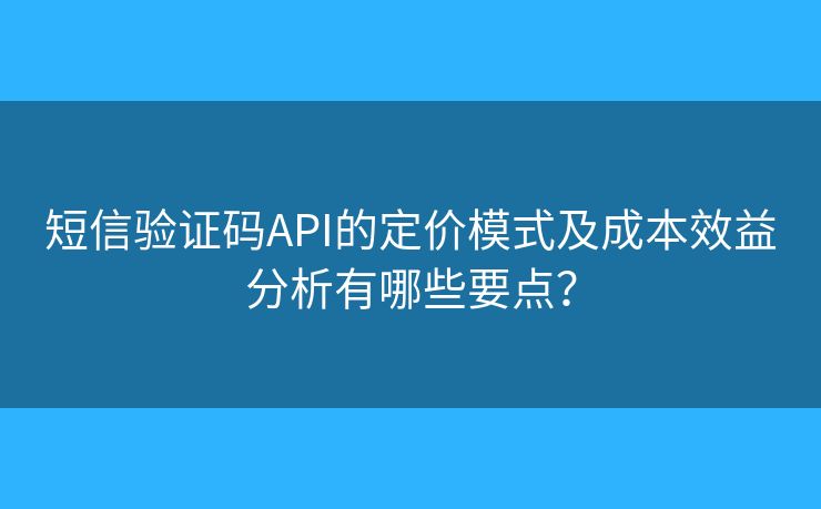 短信验证码API的定价模式及成本效益分析有哪些要点？