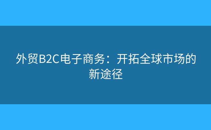 外贸B2C电子商务：开拓全球市场的新途径
